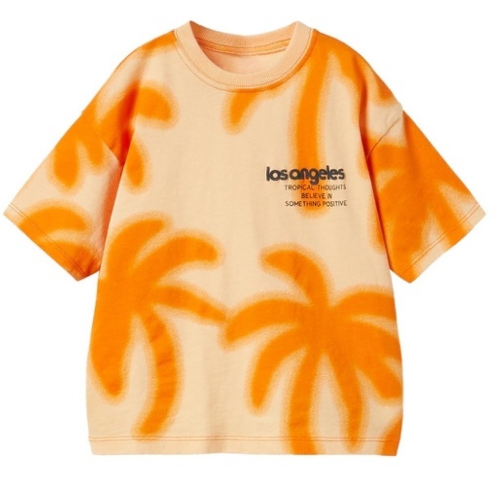 Zara Kids Tee with Orange Palm Design Los Angeles